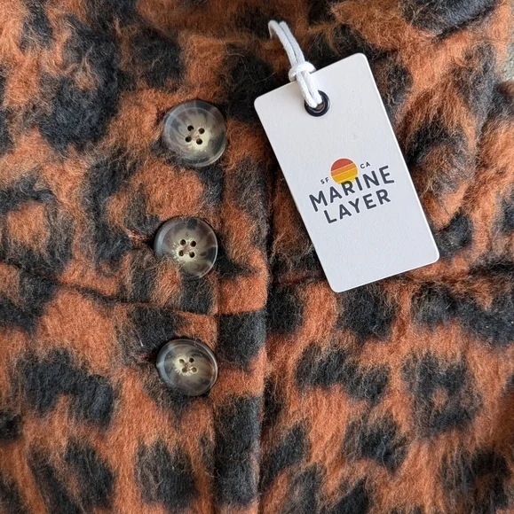 Marine Layer Oversized Stephanie Cocoon‎ Cheetah Coat Womens S NWT Button Front - Picture 5 of 9